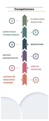 Infographie des compétences nécessaires pour être Directeur Administratif et Financier 